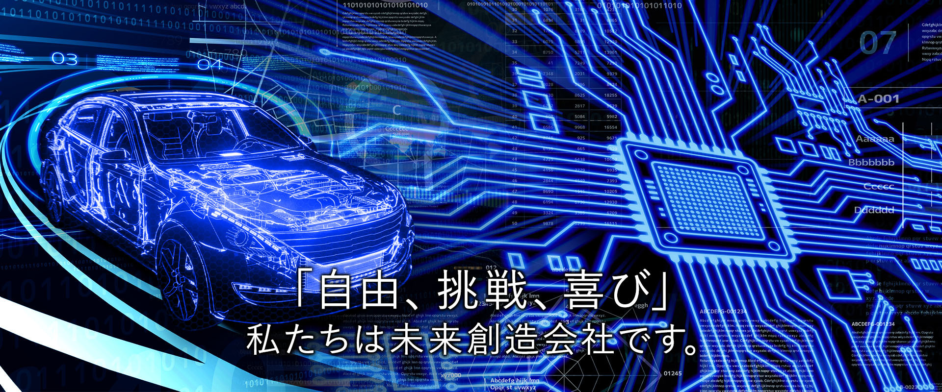 「自由、挑戦、喜び」 私たちは未来創造会社です。